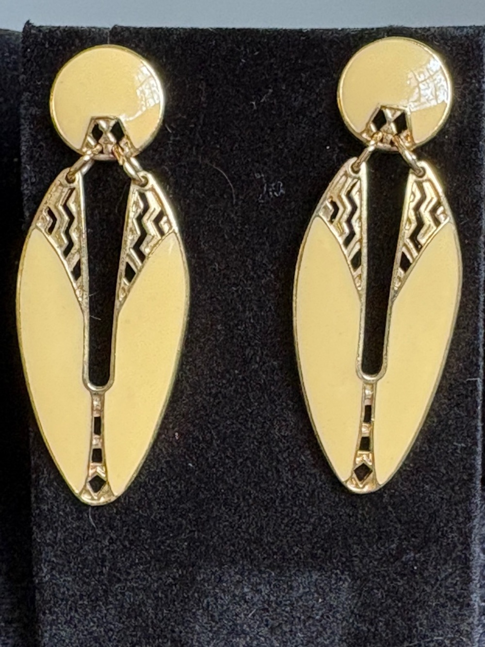 Vintage Edgar Berebi "Art Deco" Enamel Drop Earrings